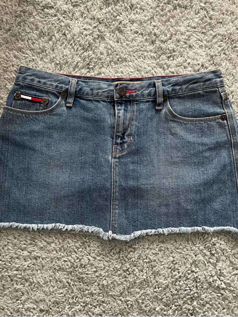 Tommy Hilfiger Denim Mini Skirt with Flag Trim